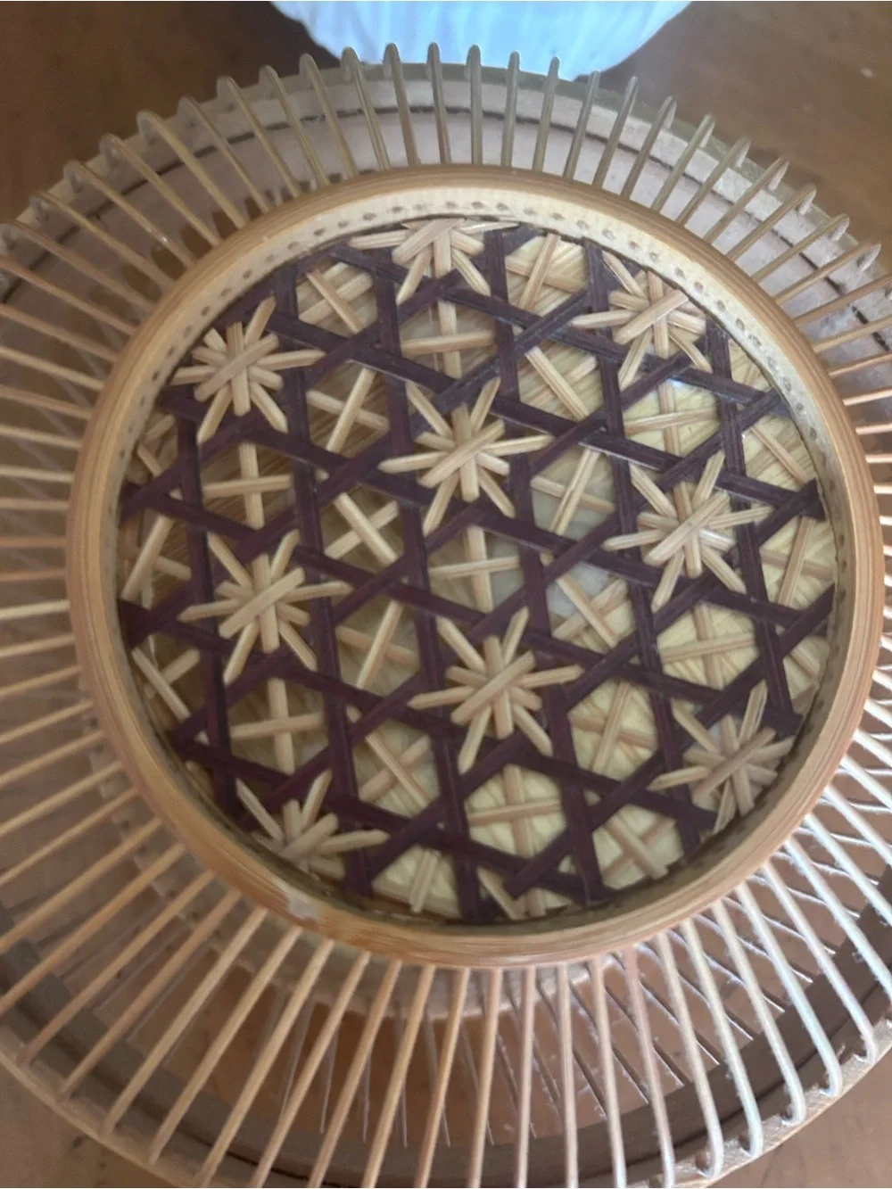 Vintage rattan basket V Woven Bamboo Lucky Cricket Cage Starburst Basket